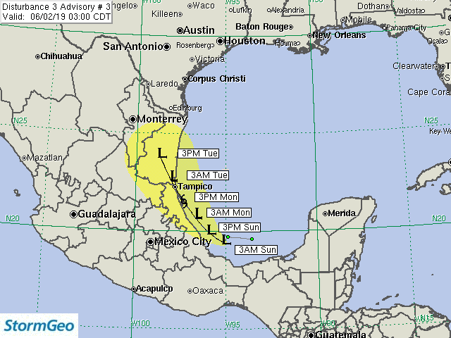 Disturbance 3 Track Chart, Advisory #3