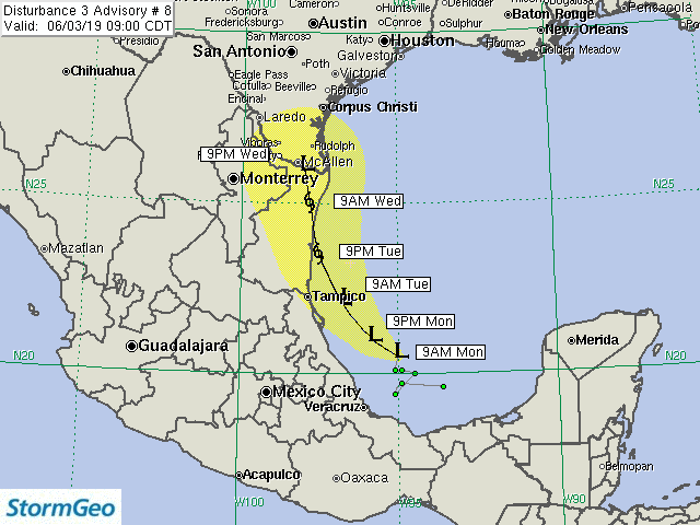 Disturbance 3 Track Chart, Advisory #8