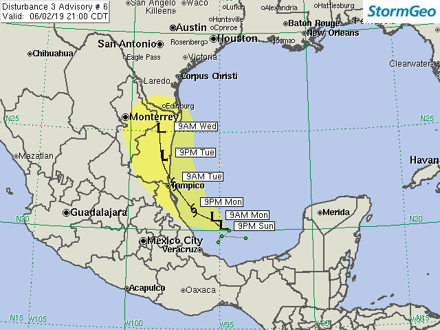 Disturbance 3 Track Chart, Advisory #6